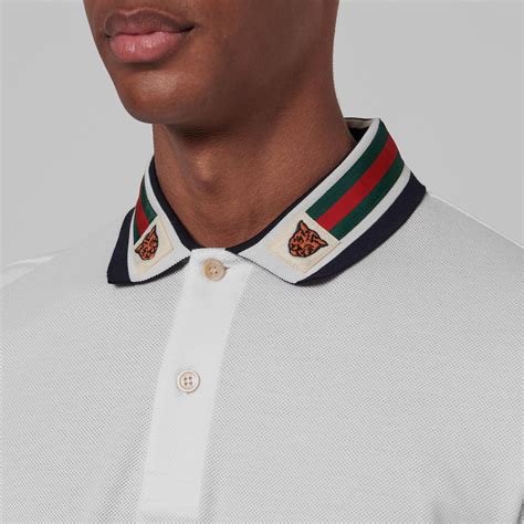 gucci white polo tiger|gucci navy striped polo shirt.